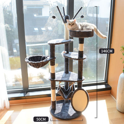 Avançado Madeira Modern Cat Sisal Scratcher Multi Nível Cat Quadro de Escalada e Hamaca