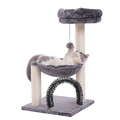 Torre de gatos de pelúcia Árvore de gatos raspando Centro de atividades de brinquedos Gatos cinzentos