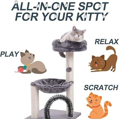 Torre de gatos de pelúcia Árvore de gatos raspando Centro de atividades de brinquedos Gatos cinzentos