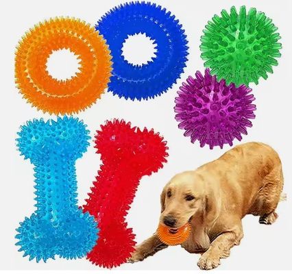 Animais de estimação TPR Cão com osso picado Voz resistente Molar Dente de limpeza brinquedos interativos para animais de estimação