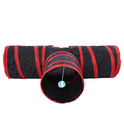 Peek Hole e Toy Ball estilo durável Pet Cat Tunnel Tube 3-Way dobrável para gatos de interior
