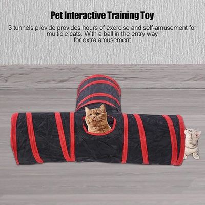 Peek Hole e Toy Ball estilo durável Pet Cat Tunnel Tube 3-Way dobrável para gatos de interior