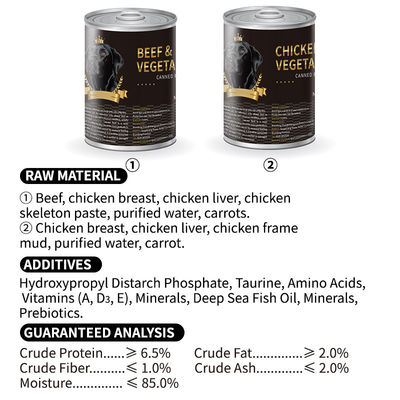 375g Alimento em conserva húmido Cachorro Cachorro Gatinho com ingredientes vegetais de alimentos para animais de estimação