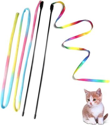 Bastão de Teaser de Gato de Tecido Multicolor Brinquedo de Treinamento Sustentável com Função Dental Fácil