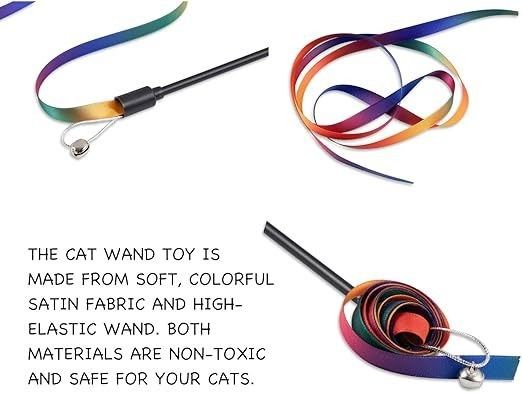 Bastão de Teaser de Gato de Tecido Multicolor Brinquedo de Treinamento Sustentável com Função Dental Fácil