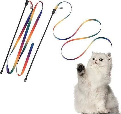 Bastão de Teaser de Gato de Tecido Multicolor Brinquedo de Treinamento Sustentável com Função Dental Fácil