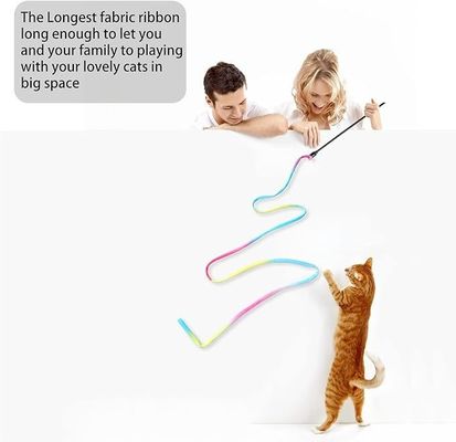 Bastão de Teaser de Gato de Tecido Multicolor Brinquedo de Treinamento Sustentável com Função Dental Fácil