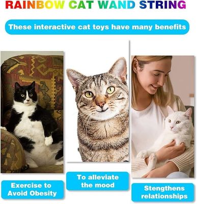 Bastão de Teaser de Gato de Tecido Multicolor Brinquedo de Treinamento Sustentável com Função Dental Fácil
