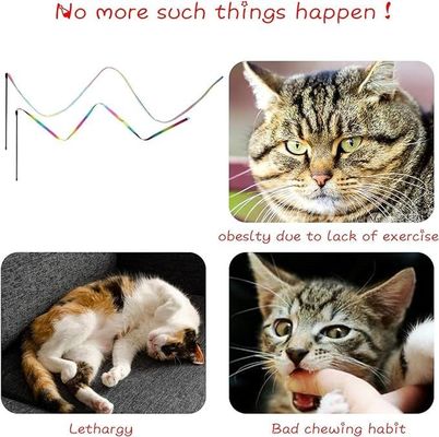Bastão de Teaser de Gato de Tecido Multicolor Brinquedo de Treinamento Sustentável com Função Dental Fácil