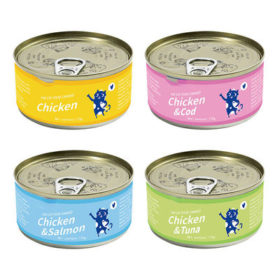 Proteína Frango Triturado e Salmão Receita em lata Alimento para gatos para 170g Dieta especial para gatos