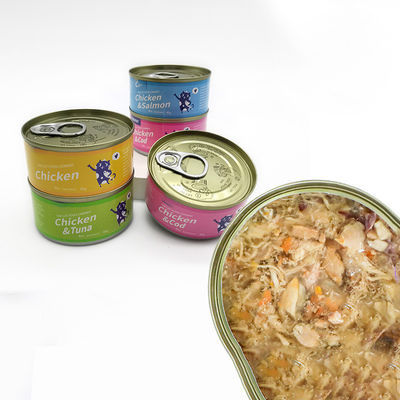 Alimentos para gatos em lata quente 85g Alimentos de carne branca Salmão Frango