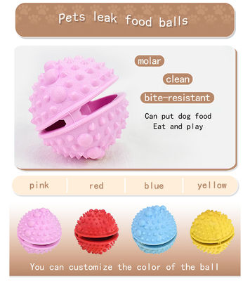 Red Rubber Dog Treat Toy Ball para limpeza de dentes Logotipo personalizado e jogo interativo
