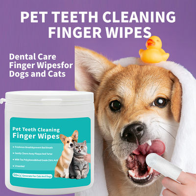 Limpeza de dentes de animais de estimação convenientes toalhas para gatos e cães Não enxaguar escova de dentes de dedo