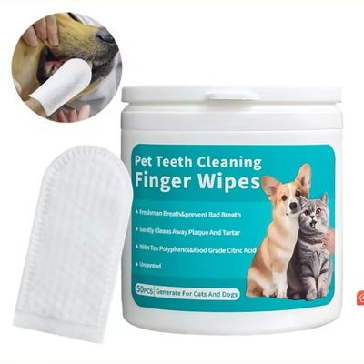 Limpeza oral de animais de estimação conveniente e eficaz com toalhas úmidas de manga de dedo com fragrância natural