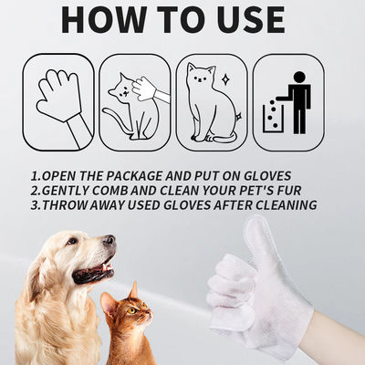 Logotipo personalizado Luvas aceitáveis de limpeza de animais de estimação não tecidas para cães e gatos 6 peças/1 saco