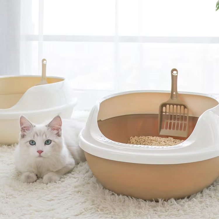 Caixa anti-espalhamento de lixo para gatos Cachorro de cães de estimação Banheiro grande espaço de gatos bandeja de plástico para gatos para interior
