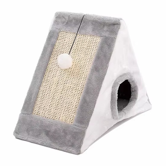 Mobiliário para gatos Casa de animais de estimação Triângulo Plush Camas de gato Ninho de gato Cachorro dobrável macio quente