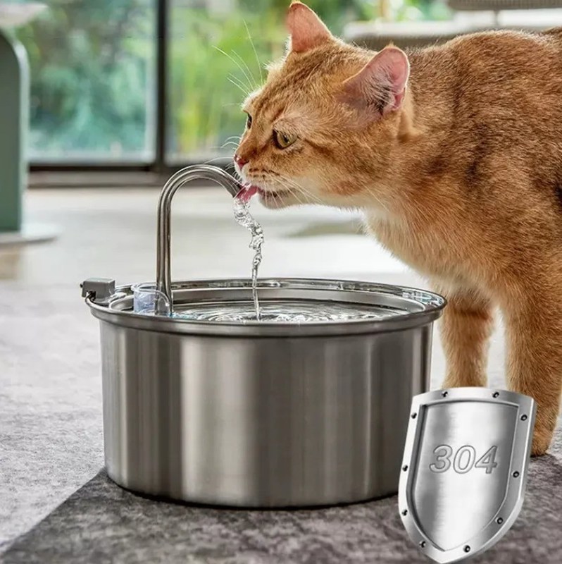 Dispensador automático de água para animais de estimação de aço inoxidável para cães e gatos
