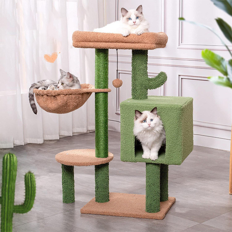Árvore de gato de cacto sustentável de 30 polegadas de altura torre de gato de vários níveis para diversão e condomínio de gato