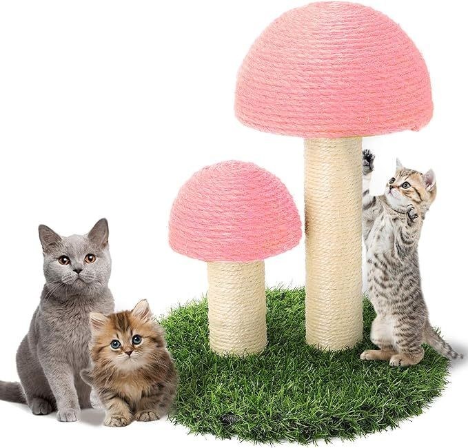 OEM/ODM Duplo cogumelo gato raspador post natural Sisal corda gato torre de árvores de interior gatos brinquedo raspador