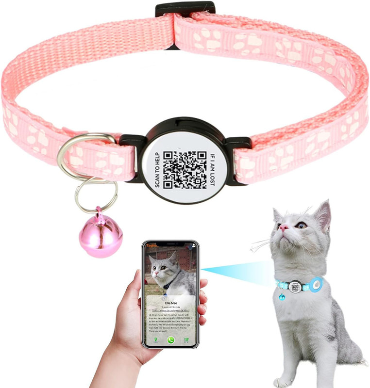 Cinturão ajustável Airtag Case Collar de gato com Nylon Refletor e segurança Breakaways Buckle