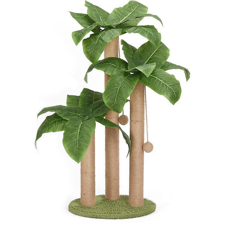 Mobiliário de gato Casa de animais de estimação Alto 80cm Sisal natural Árvore de gato com bola e 3 pilares