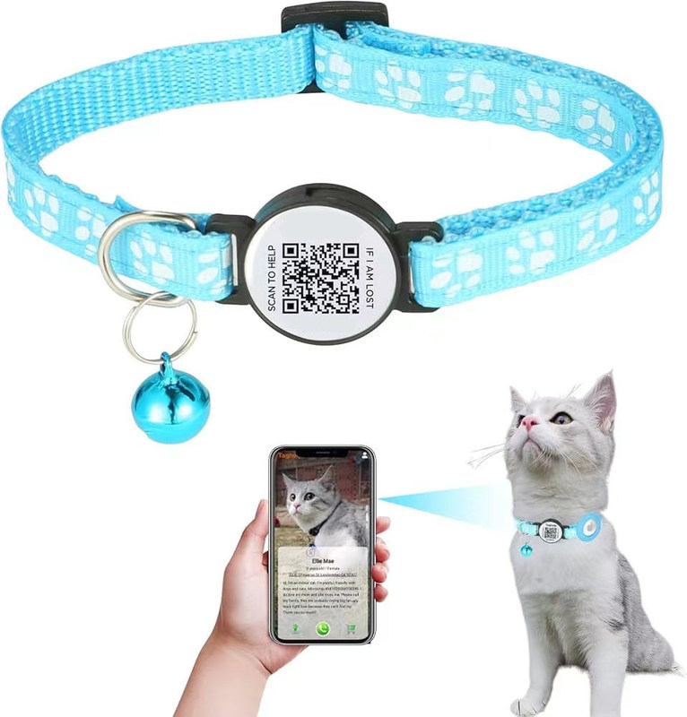 Acessórios personalizados para animais de estimação Função Impressão personalizada Nylon Smart QR Code Pet Tag Collar