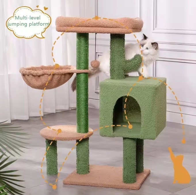 Gato raspando casa brinquedo pequeno gato verde árvore cacto gatinho raspador para gatos de interior