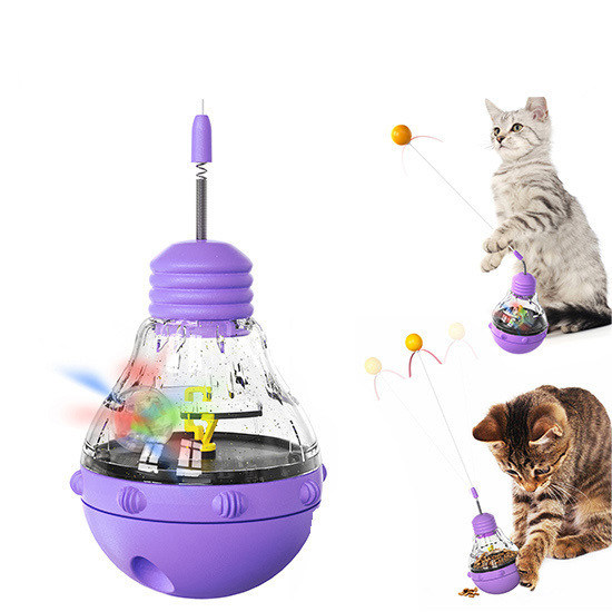 Multifuntcional de brinquedo de gato varinha giratória bola de luz e alimentador lento para gatos de interior