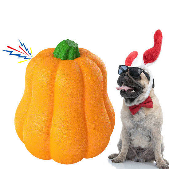 Bola de brinquedo de cachorro de abóbora grande Bola de mastigar TPR durável para treino e limpeza de dentes