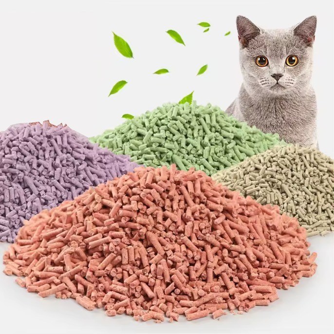 Desodorizante areia de lixo de gato personalizada livre de poeira biodegradável perfumada múltiplas cores